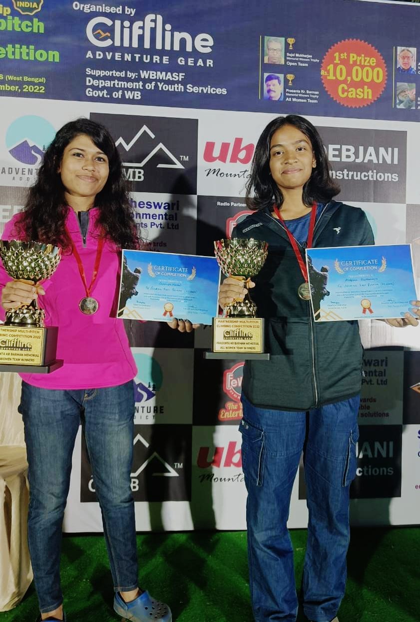 WON FIRST PRIZE IN MULTI PITCH ROCK CLIMBING AT SUSUNIA ON NOVEMBER 2022